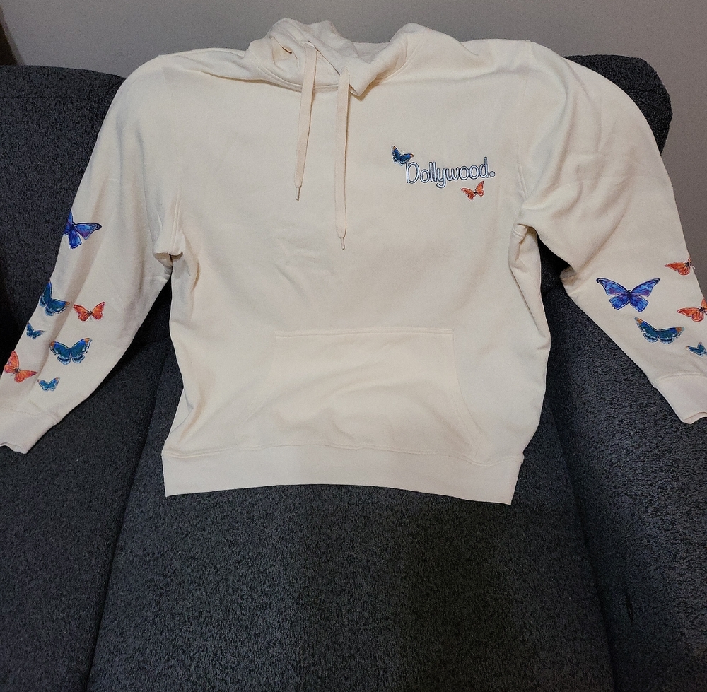 Dollywood Cream Butterfly Hoodie - Women
